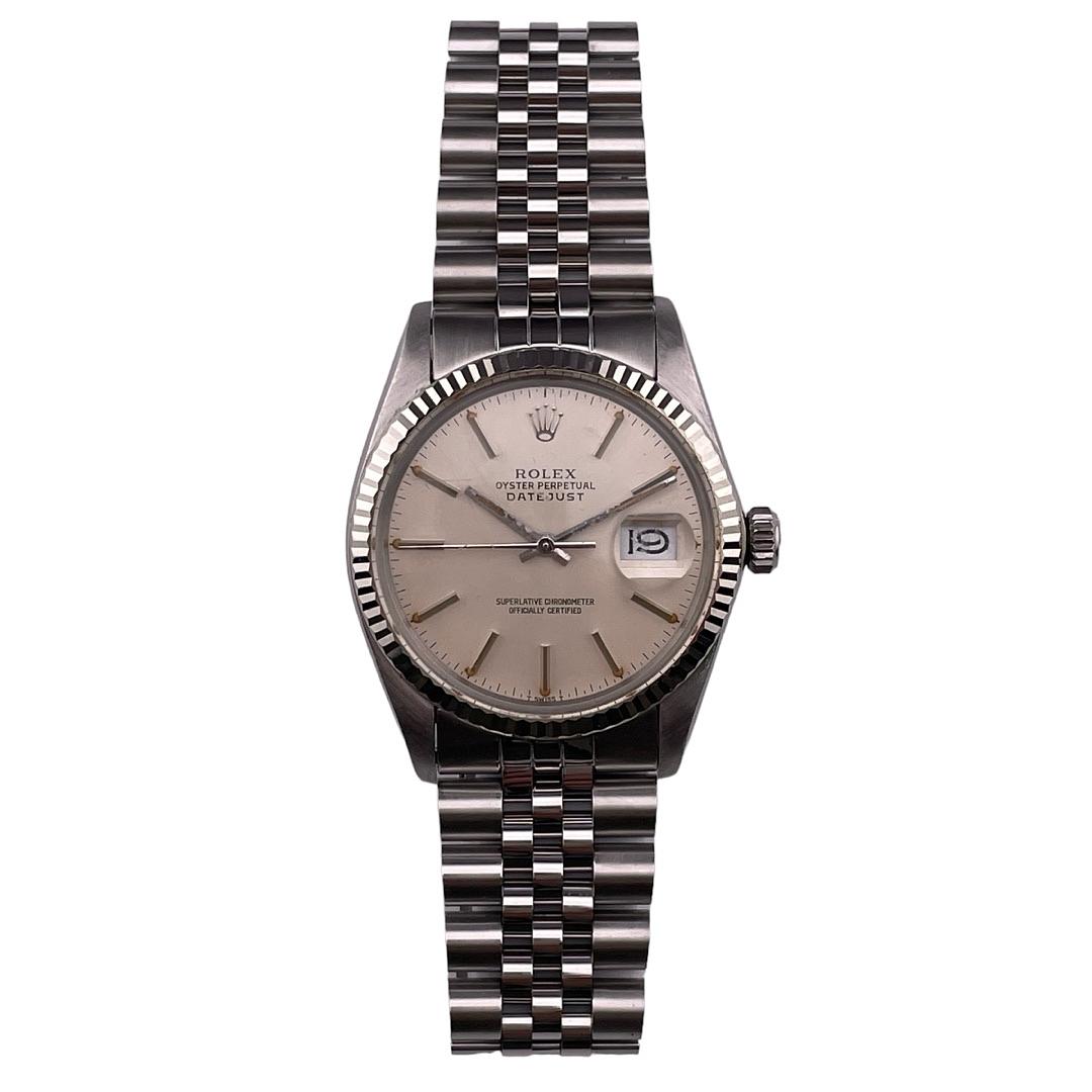 Rolex Datejust 36mm Silver dial with white gold Fluted Bezel Jubilee Watch 16014