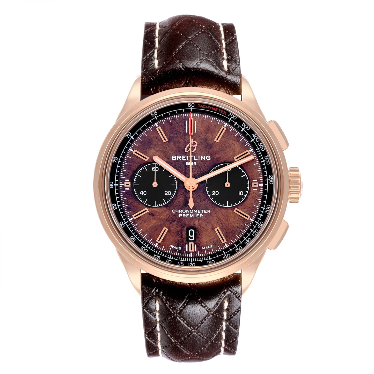 Breitling Premier B01 Bentley Centenary Limited Edition Rose Gold Leather Band Watch RB0118