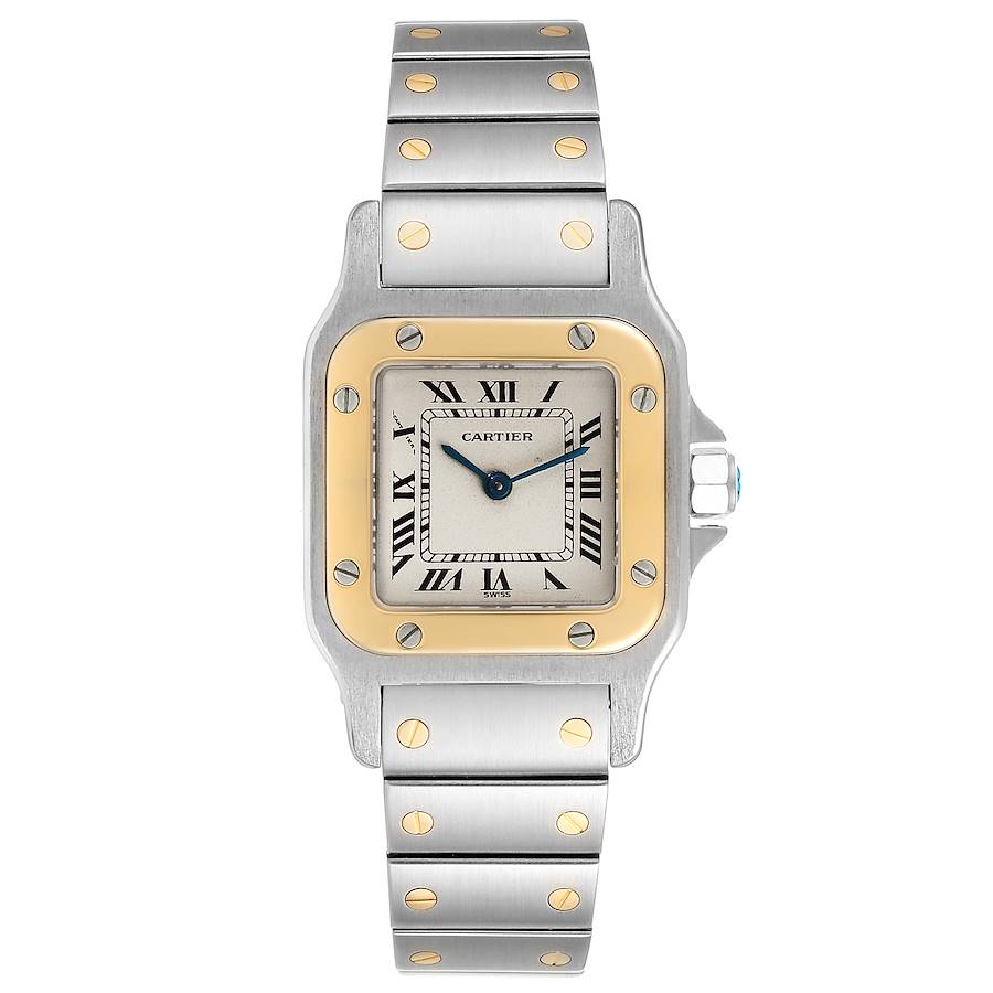 Cartier Santos Galbee 24mm Silver Dial 2 Tone Yellow Gold & Stainless Steel Watch 166930