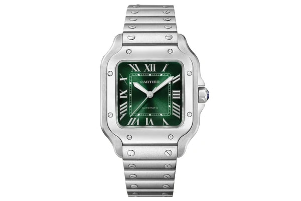 Cartier Santos 40mm Green Dial Stainless Steel Green Watch WSSA0062