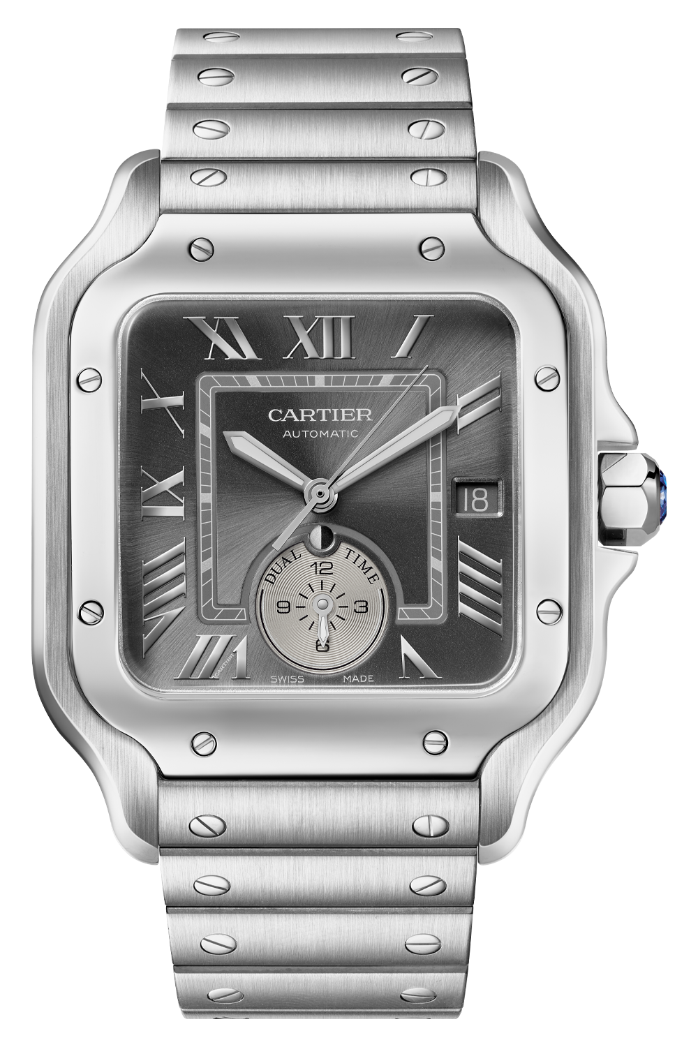 Cartier Santos 40mm Gray Dial Stainless Steel Watch 4590
