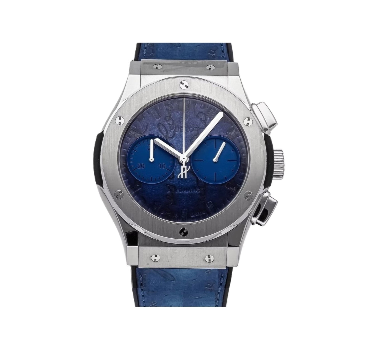 Hublot Classic Fusion 45mm Special Edition Berluti Scritto  Ocean Blue Leather Band Watch