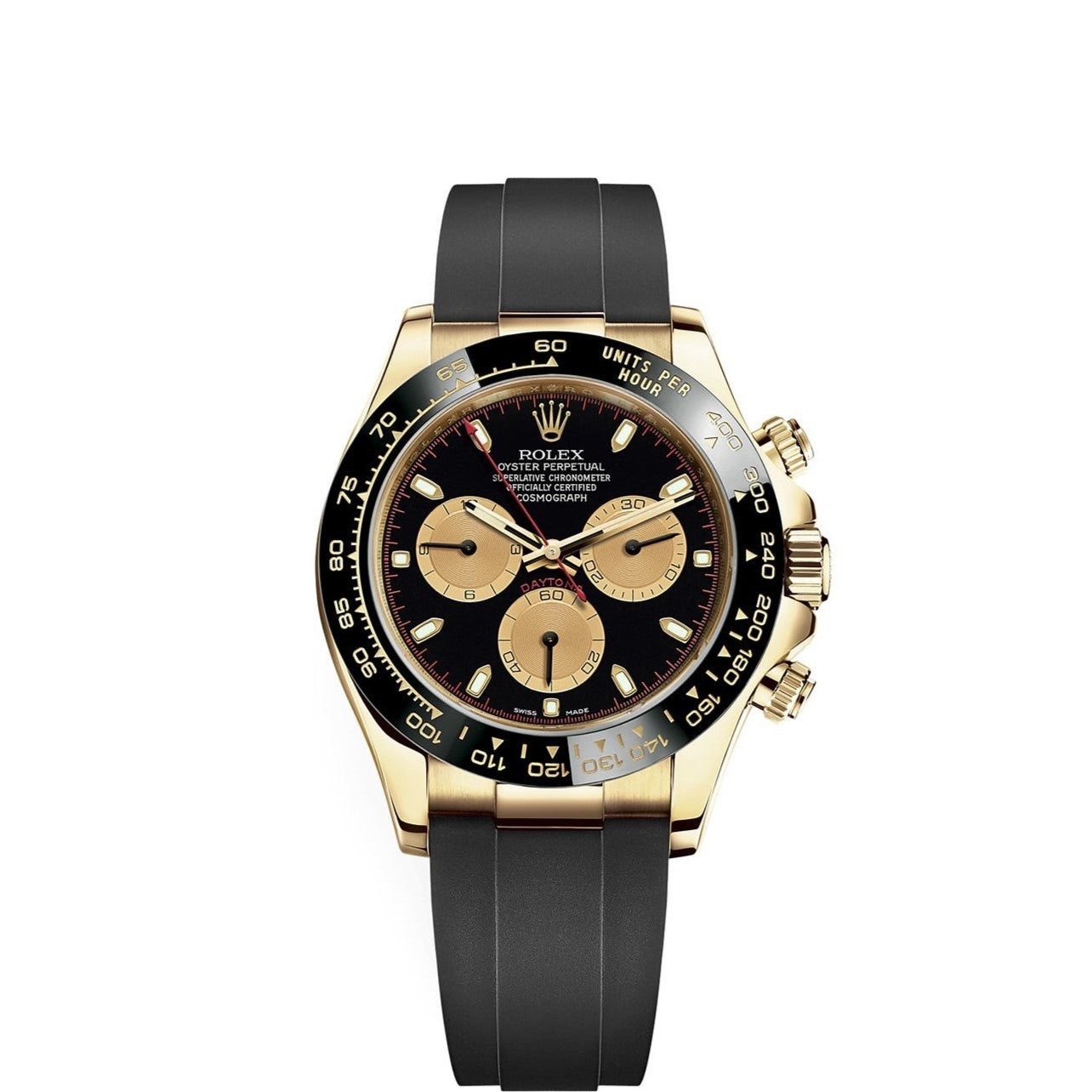 Rolex Daytona Cosmograph 40mm 2-Tone 18k Yellow Gold Oysterflex Black Dial & Bezel Paul Newman Watch 116518LN