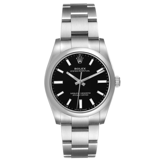 Rolex Oyster Perpetual 34mm Black Dial Oyster Stainless Steel Watch 124200