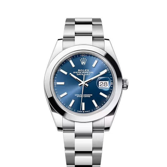 Rolex Datejust 41mm Blue Dial Smooth Bezel Oyster Band Stainless Steel Watch 126300