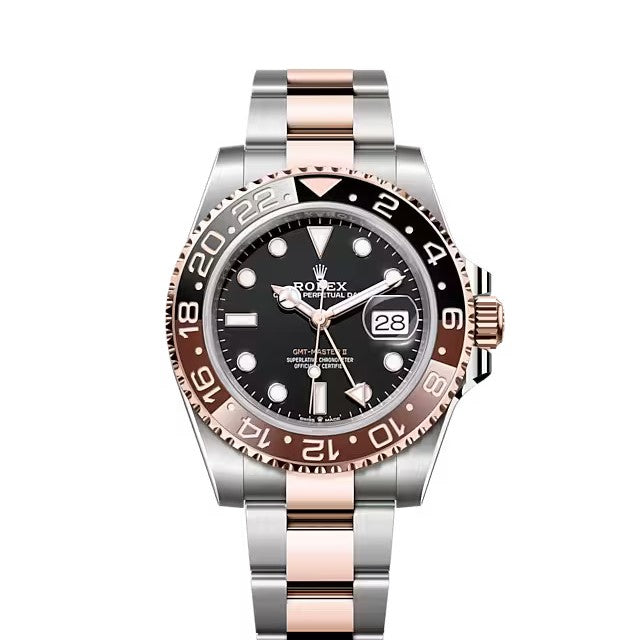 Rolex GMT-Master II 40mm Oyster Root Beer 2-Tone Steel & Rose Gold Black Dial Steel Watch 126711CHNR