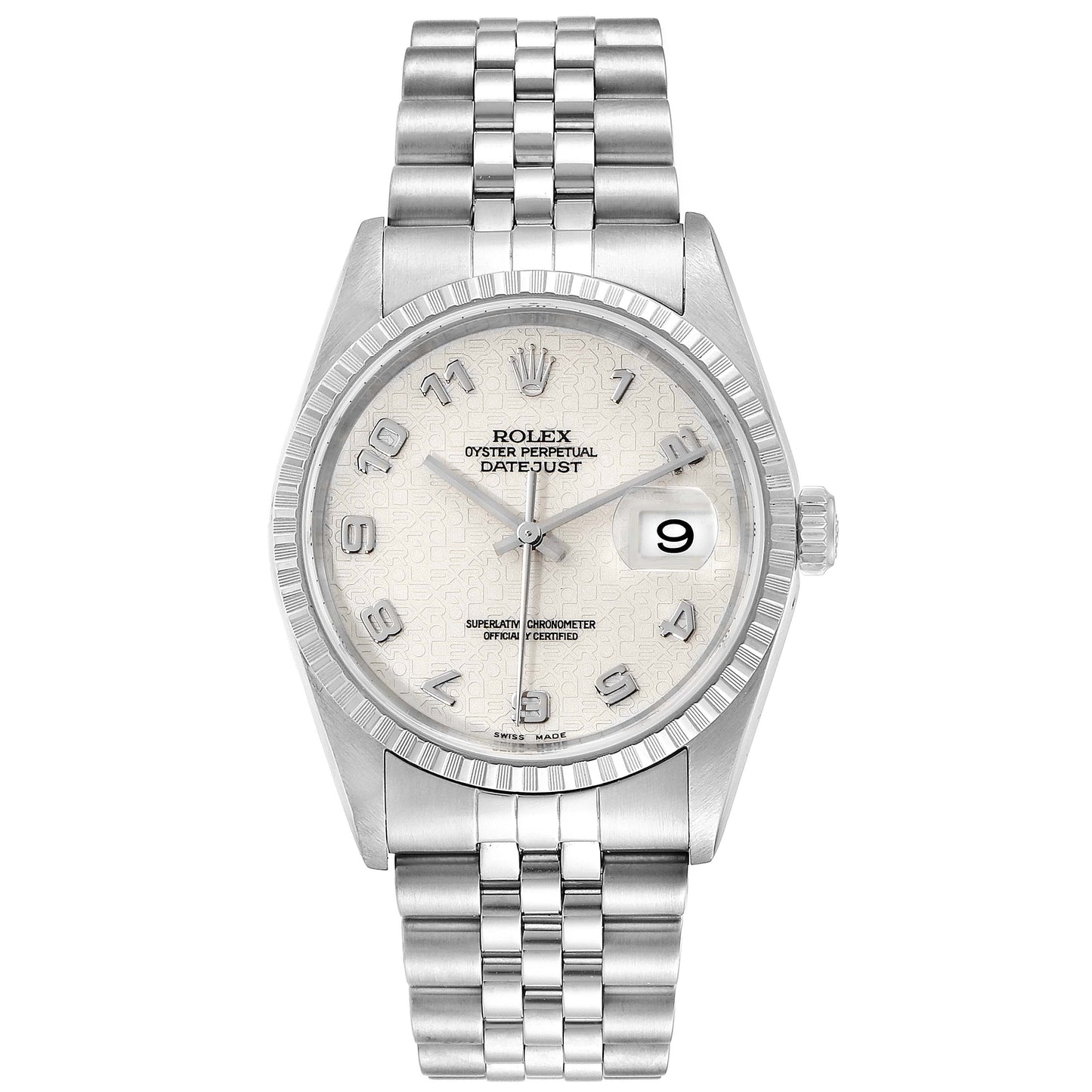 Rolex Datejust 36mm 18k White Gold Fluted Bezel Anniversary Dial Jubilee Stainless Steel Watch 16220