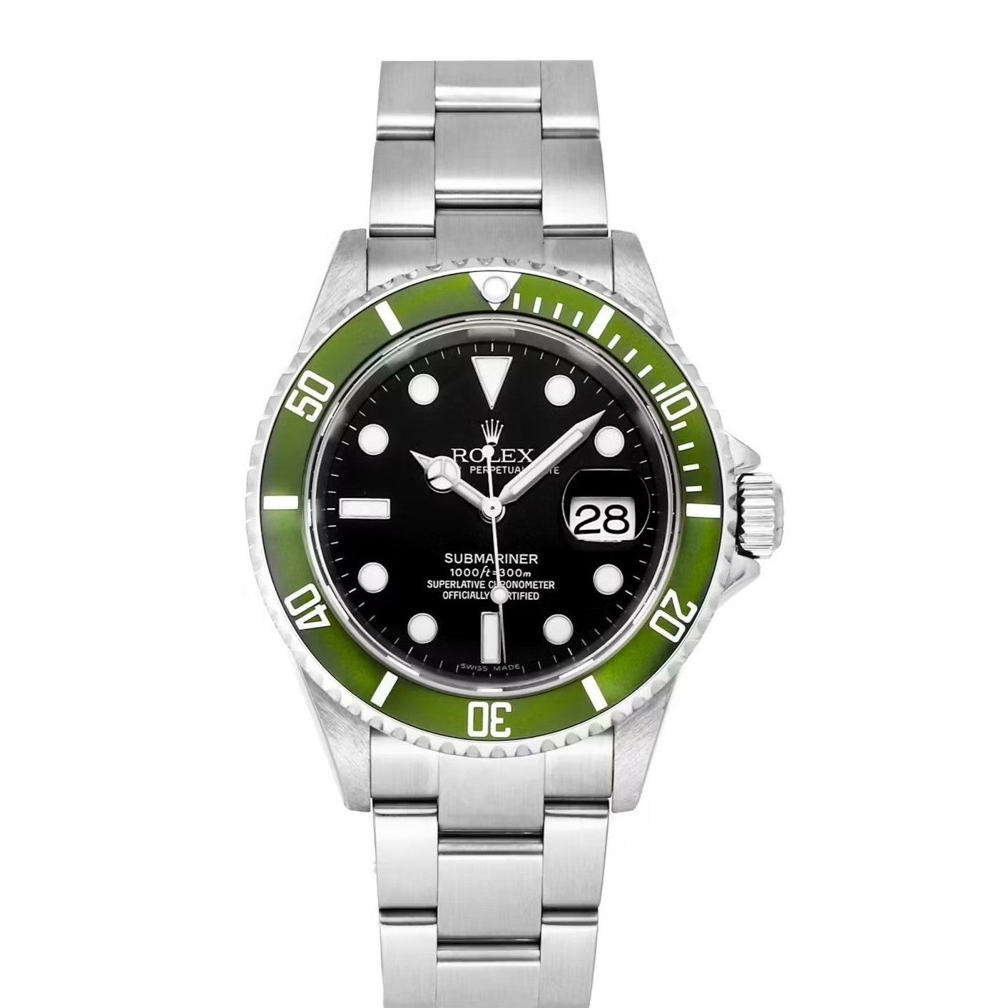 Rolex Submariner 40mm Date Kermit Black Dial Green Bezel Stainless Steel Watch 16610LV