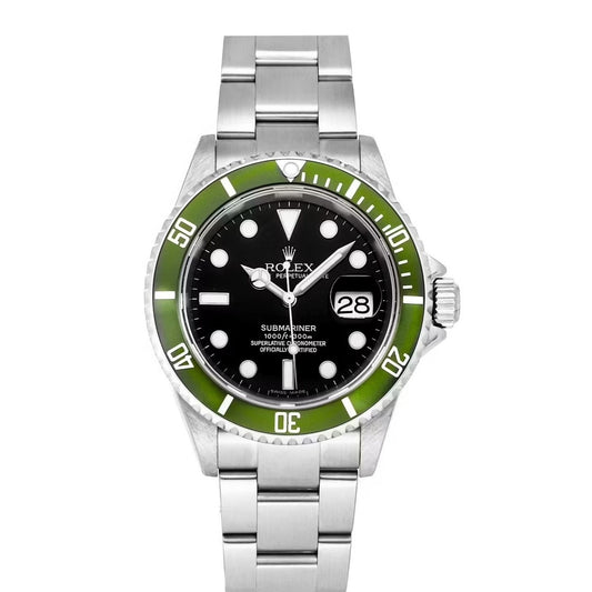 Rolex Submariner 40mm Date Kermit Black Dial Green Bezel Stainless Steel Watch 16610LV