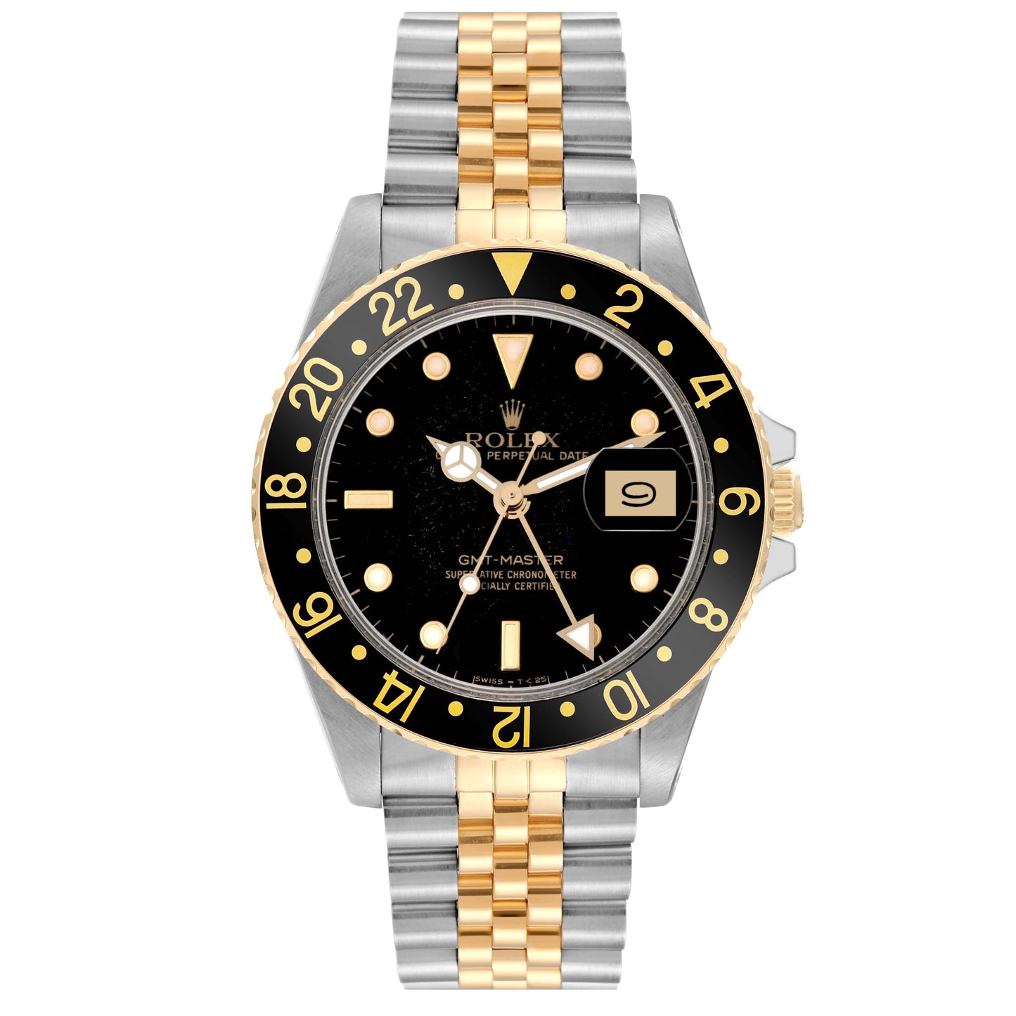 Rolex GMT Master Steel Yellow Gold Black Dial Vintage Mens Watch 16753