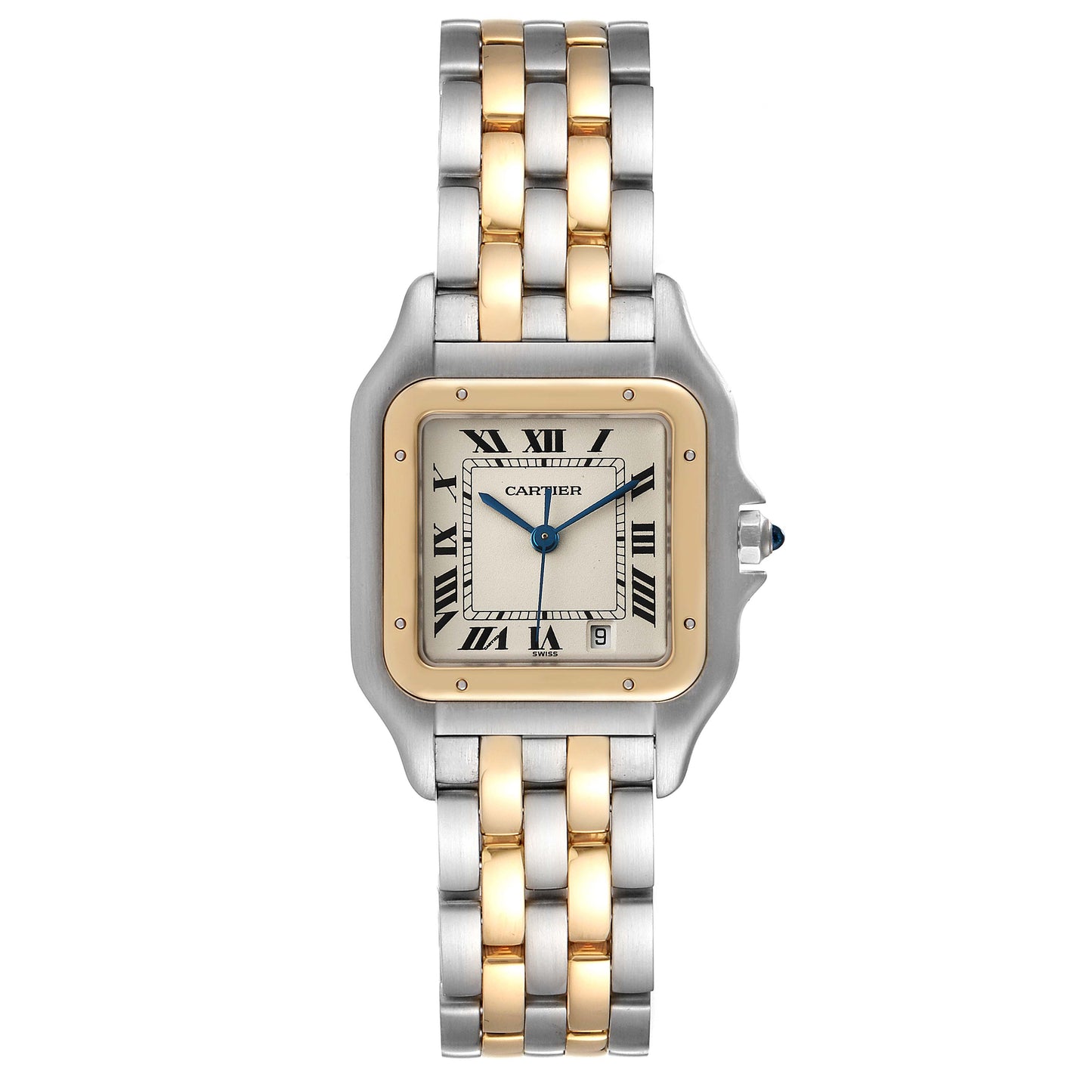 Cartier Panthere 26 x 36mm 2T 18k Yellow Gold & Stainless Steel Silver Dial Watch 187949