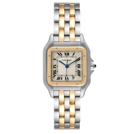 Cartier Panthere 26 x 36mm 2T 18k Yellow Gold & Stainless Steel Silver Dial Watch 183949