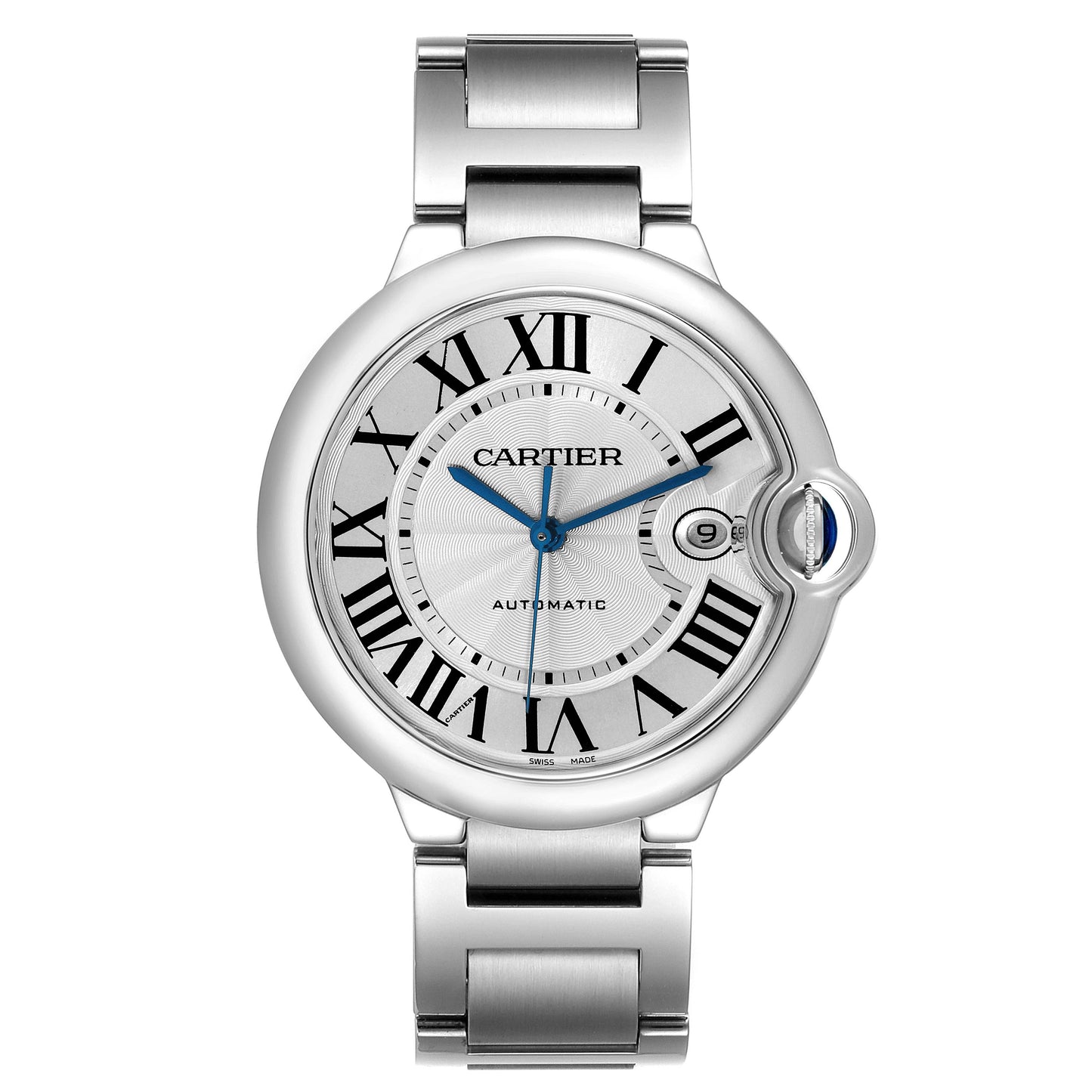 Cartier Ballon Bleu 42 Automatic Silver Dial Steel Mens Watch W69012Z4