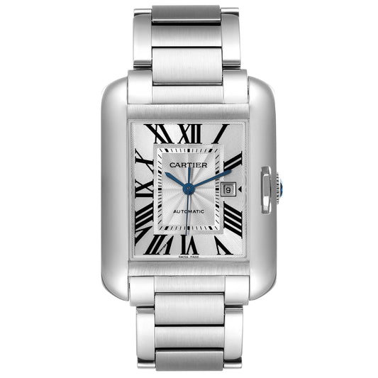 Cartier Tank Anglaise Large Steel Automatic Mens Watch W5310009