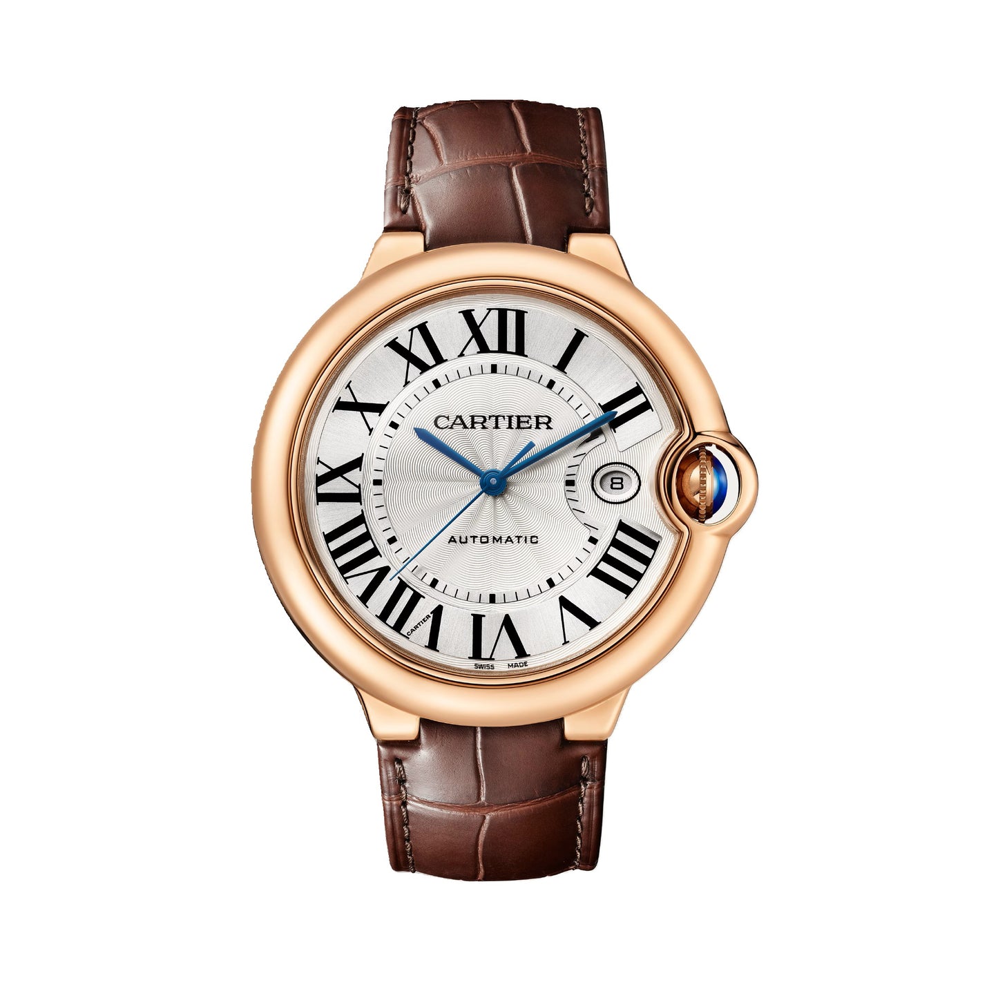 Cartier Ballon Bleu 42 Automatic Silver Dial Rose Gold Mens Watch WGBB0036