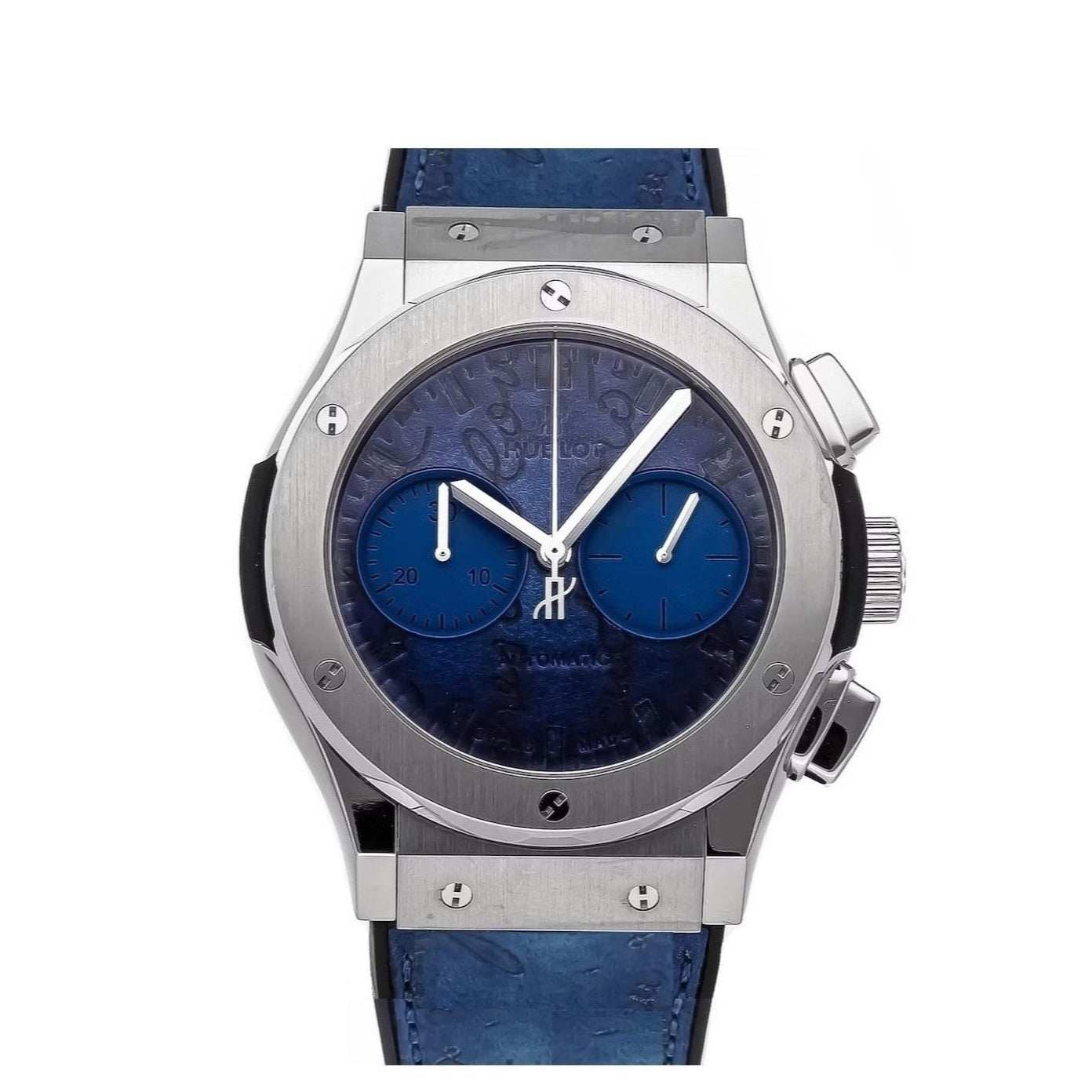 Hublot Classic Fusion 45mm Special Edition Berluti Scritto  Ocean Blue Leather Band Watch