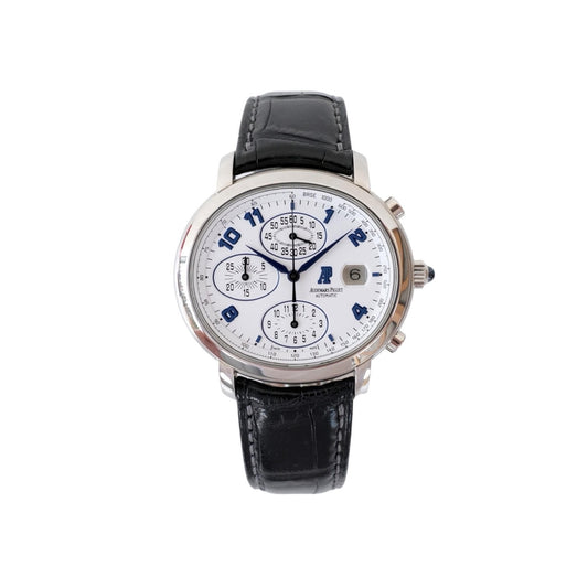 Audemars Piguet 41mm Millenary White Dial Black Leather Strap Watch 25897ST