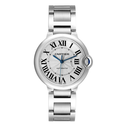 Cartier Ballon Bleu Midsize Silver Dial Steel Watch 3284