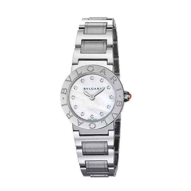 Bvlgari 26mm Stainless Steel White MOP Factory Diamond Dial Watch BBL26S