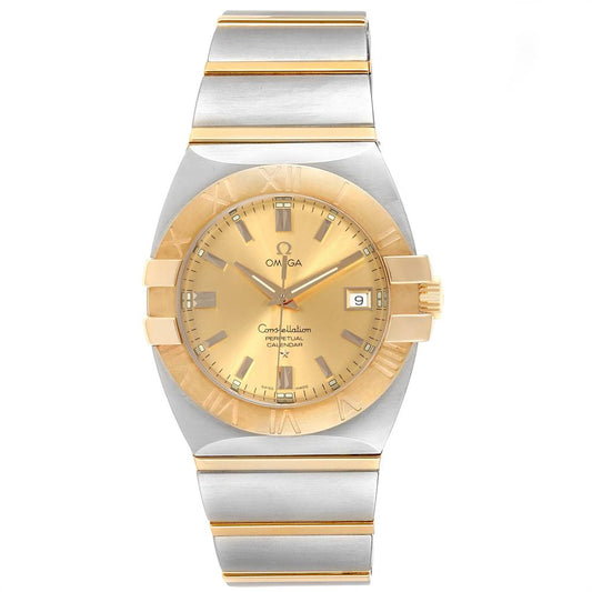 Omega Constellation 38mm 18k Yellow Gold & Stainless Steel Champagne Dial Steel Watch 1203.10.00