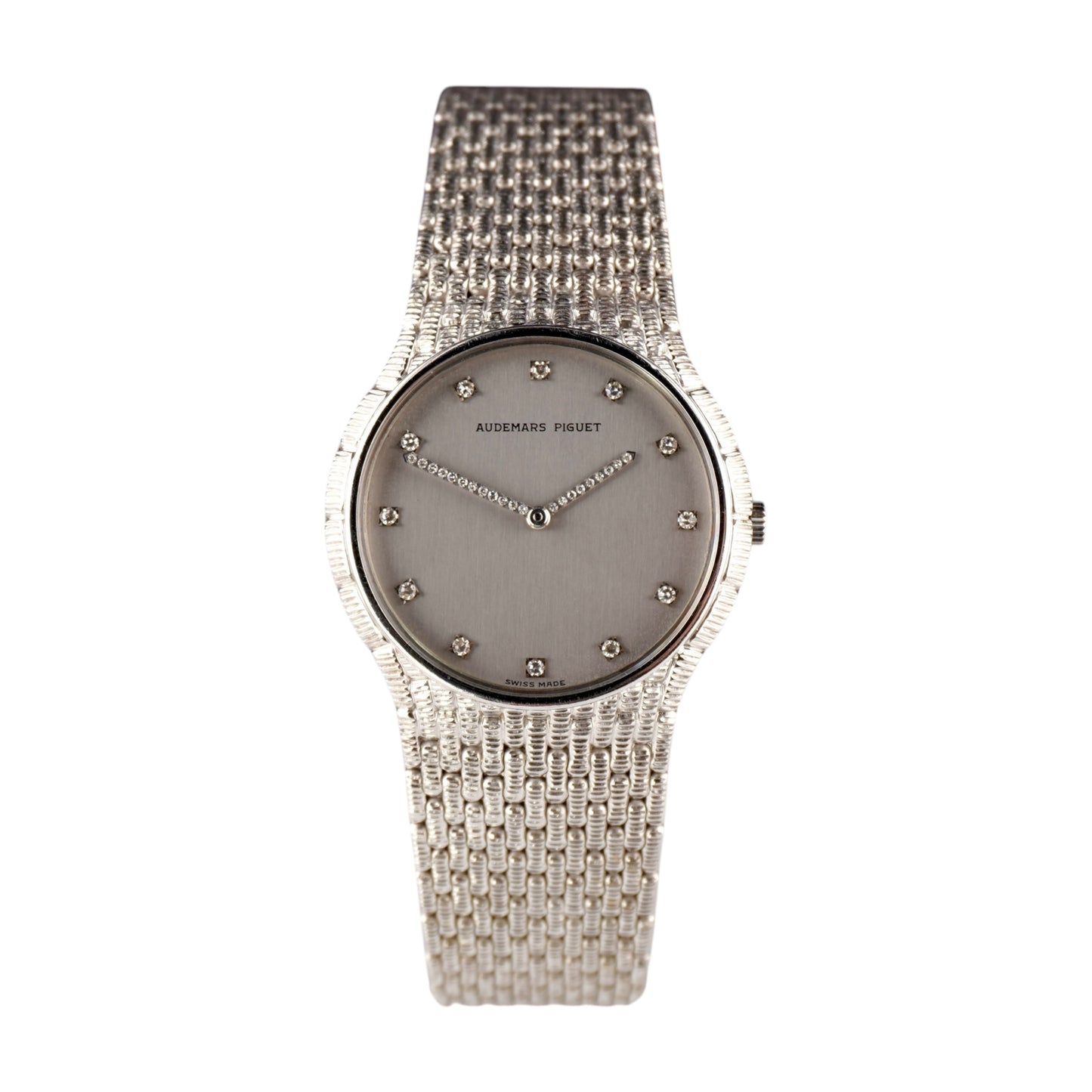 Audemars Piguet 31mm Cobra Ronde 18K White Gold Case Silver Factory Diamond Dial WG Braclet Watch 145332