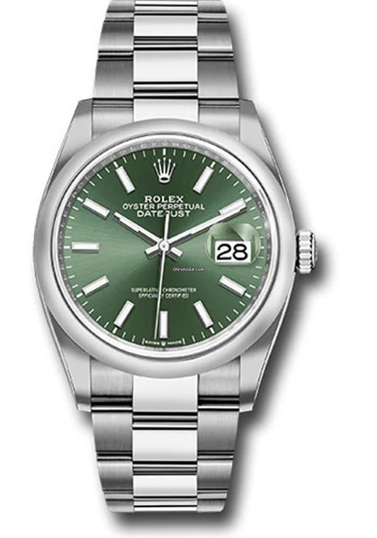 Rolex Datejust 36mm Green Dial Oyster Stainless Steel Watch 126200