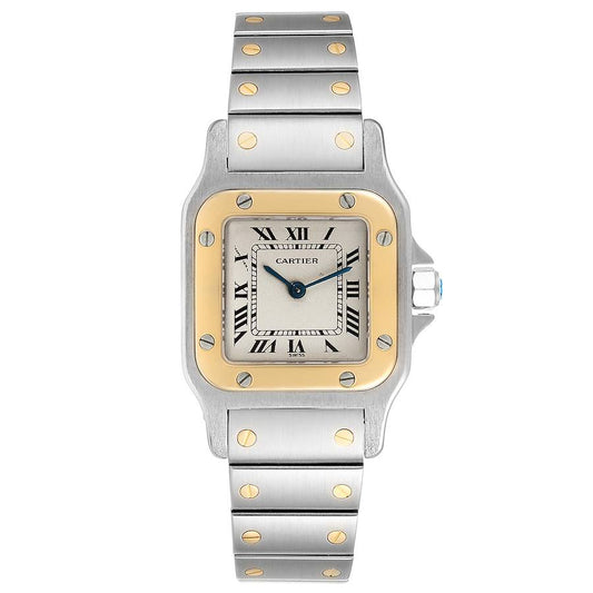 Cartier Santos Galbee 24mm Silver Dial 2 Tone Yellow Gold & Stainless Steel Watch 166930
