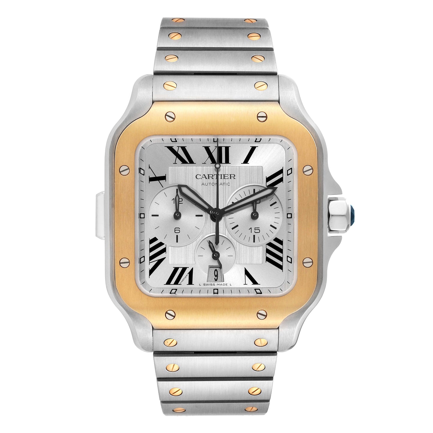 Cartier Santos XL Chronograph 44mm 2 Tone 18K YG and SS Watch 4183