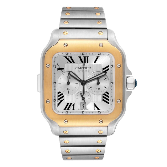 Cartier Santos XL Chronograph 44mm 2 Tone 18K YG and SS Watch 4183