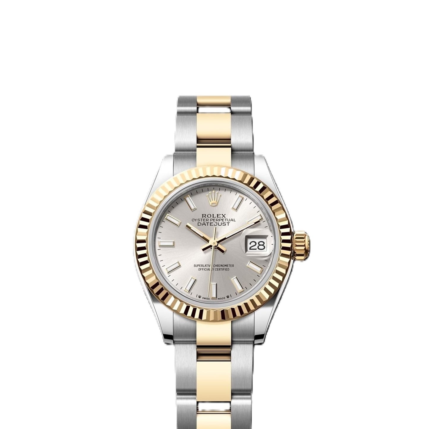 Rolex Datejust 28mm 2 Tone 18k Yellow Gold & Stainless Steel Silver Dial Oyster Watch 279173