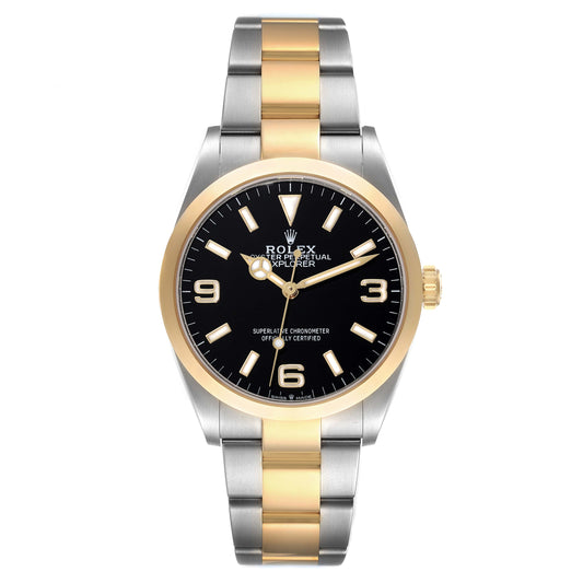 Rolex Explorer Steel Yellow Gold Black Dial Mens Watch 124273