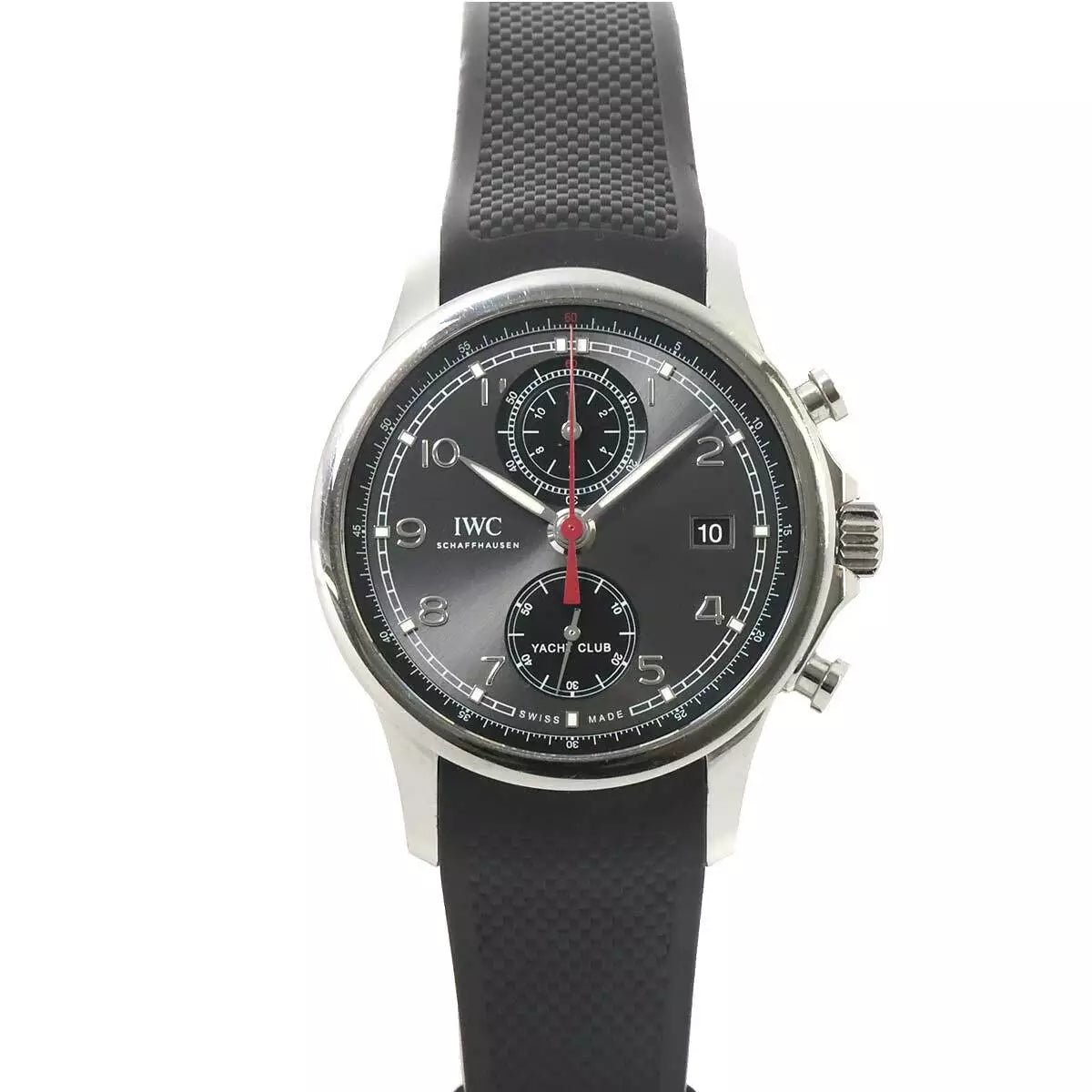 IWC Portugieser Yacht Club 45mm Chronograph Gray Dial Black Rubber Strap Titanium Watch IW388103