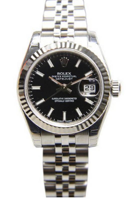 Rolex Datejust 26mm Stainless Steel Black Index Dial Jubilee Watch 179174