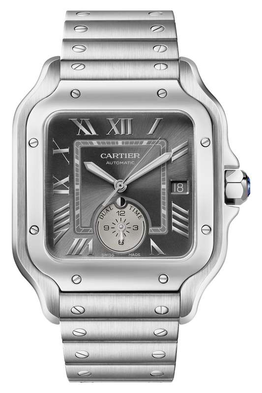 Cartier Santos 40mm Gray Dial Stainless Steel Watch 4590